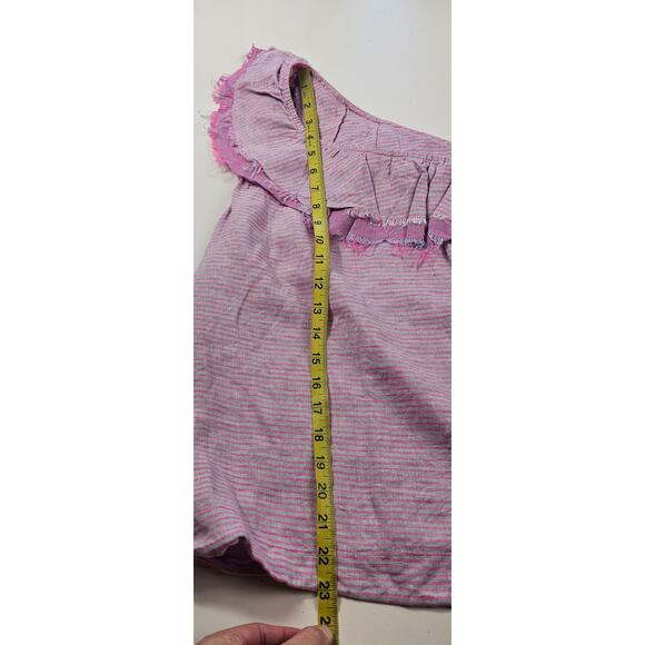 Anthropologie Ruffled Linen One-Shoulder Top MP M PETITE boho glam frill summer - Picture 8 of 8